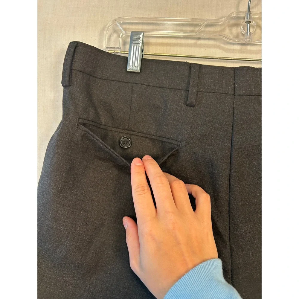 Banana Republic Mens Charcoal Grey Tailored Slim Fit Dress Pants 33x32 RN54023